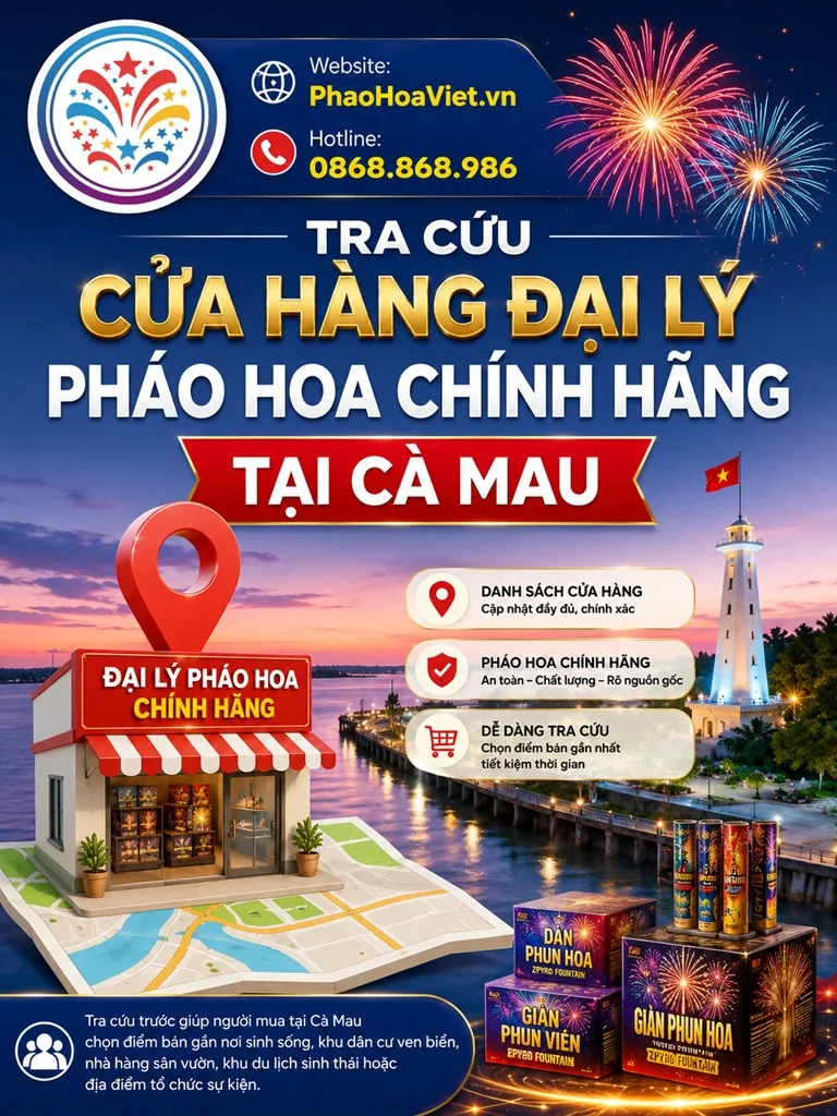 Tra cứu cửa hàng đại lý pháo hoa chính hãng tại Cà Mau