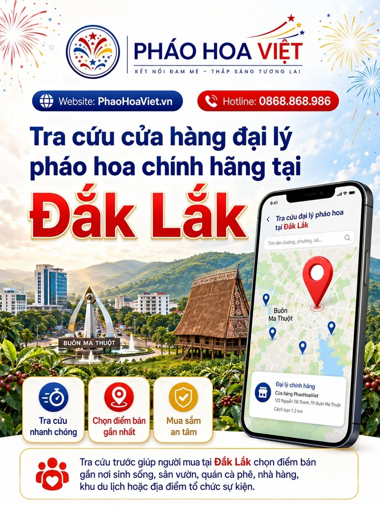 Tra cứu cửa hàng đại lý pháo hoa chính hãng tại Đắk Lắk