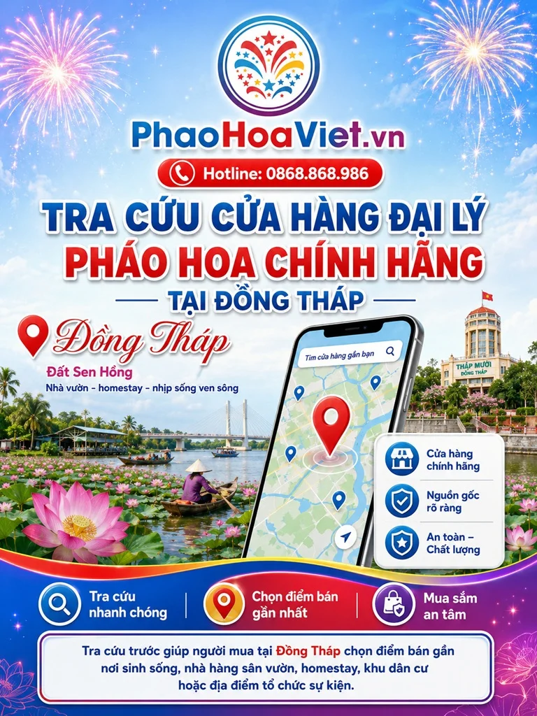 Tra cứu cửa hàng đại lý pháo hoa chính hãng tại Đồng Tháp