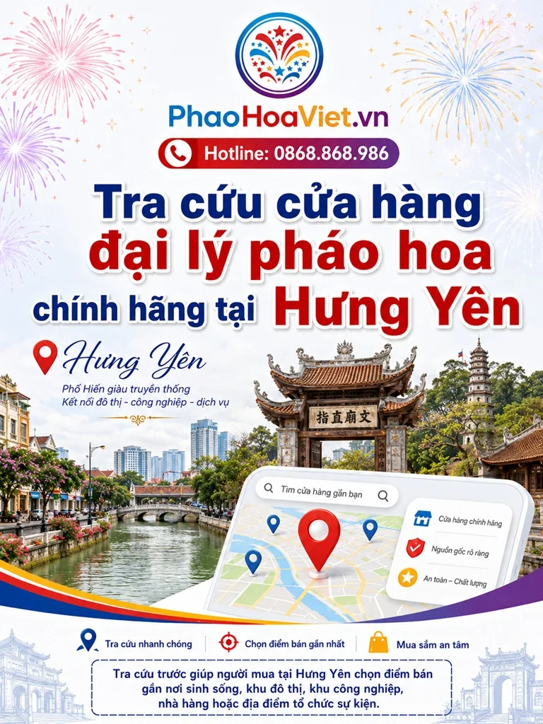Tra cứu cửa hàng đại lý pháo hoa chính hãng tại Hưng Yên