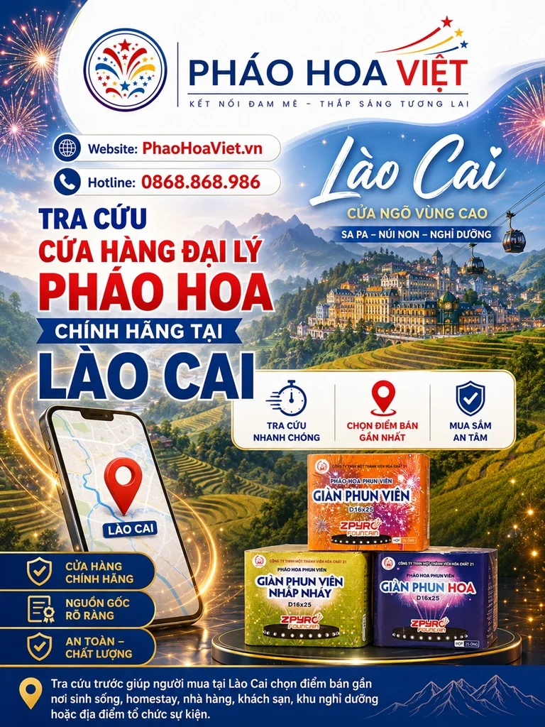 Tra cứu cửa hàng đại lý pháo hoa chính hãng tại Lào Cai