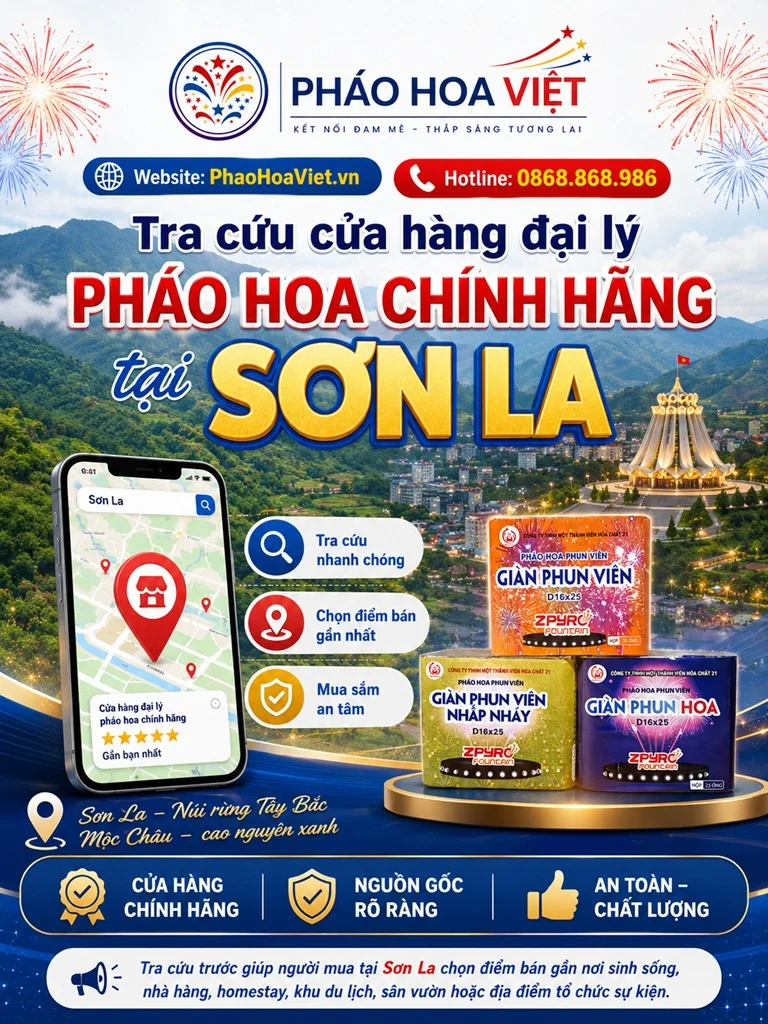 Tra cứu cửa hàng đại lý pháo hoa chính hãng tại Sơn La