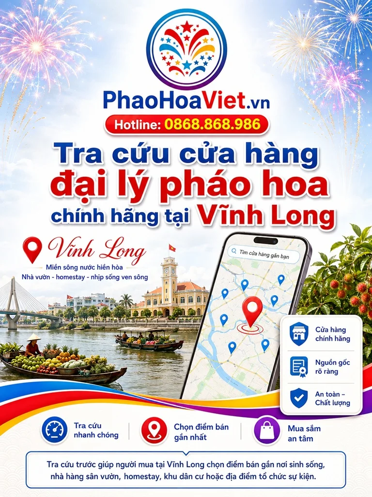 Tra cứu cửa hàng đại lý pháo hoa chính hãng tại Vĩnh Long