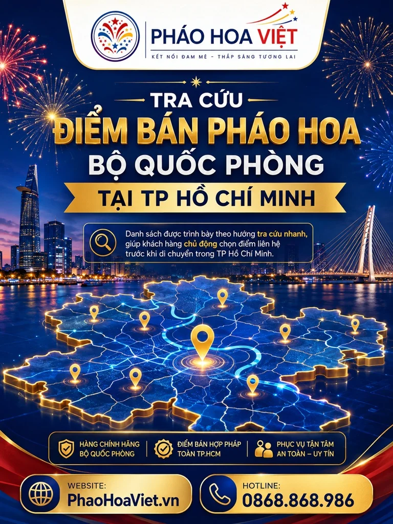 Tra cứu điểm bán pháo hoa Bộ Quốc phòng tại TP Hồ Chí Minh
