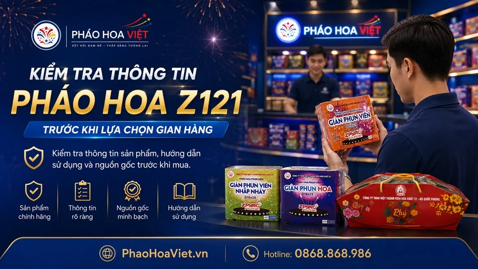 Người mua kiểm tra thông tin sản phẩm pháo hoa Z121 trước khi lựa chọn gian hàng