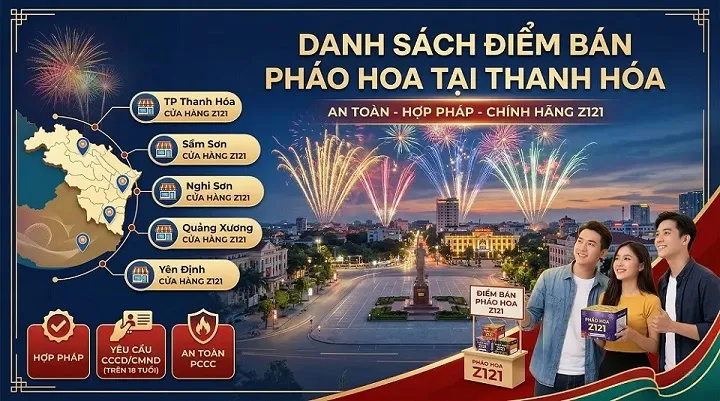 Tra cứu điểm bán pháo hoa Z121 tại Thanh Hóa – hệ thống hỗ trợ Pháo Hoa Việt