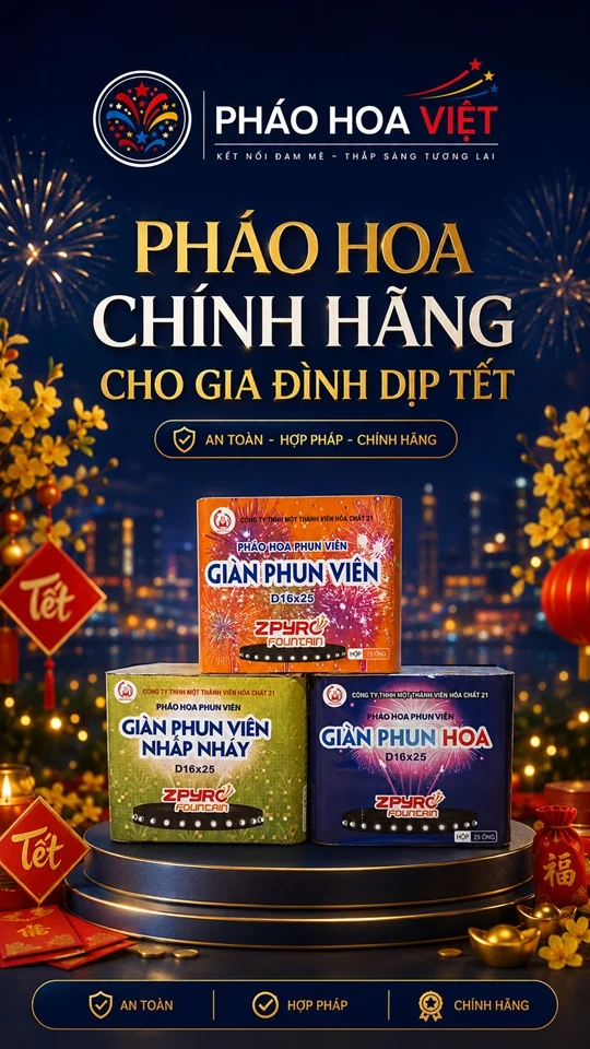 Pháo hoa chính hãng cho gia đình dịp Tết